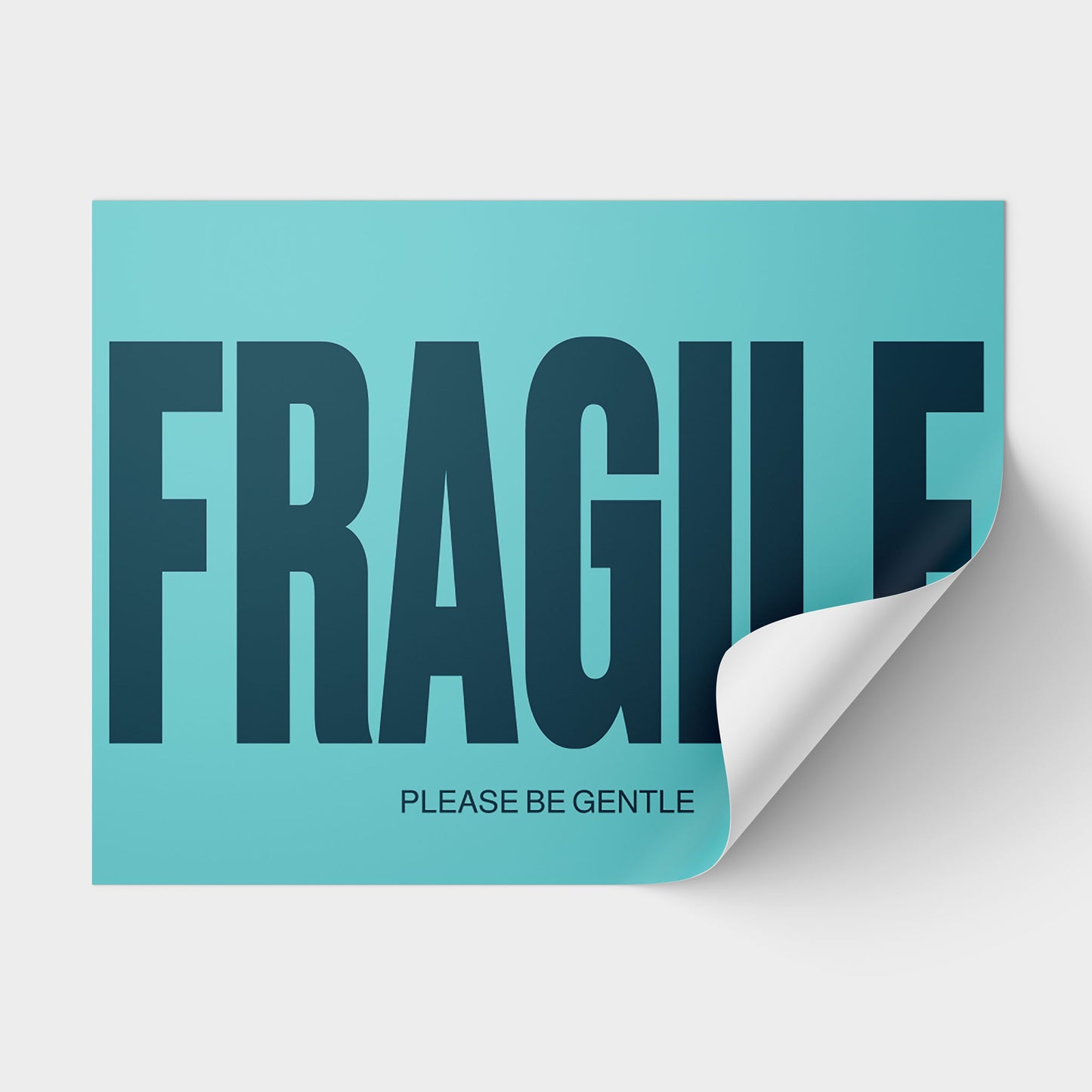 Fragile moving sticker in modern green teal color.