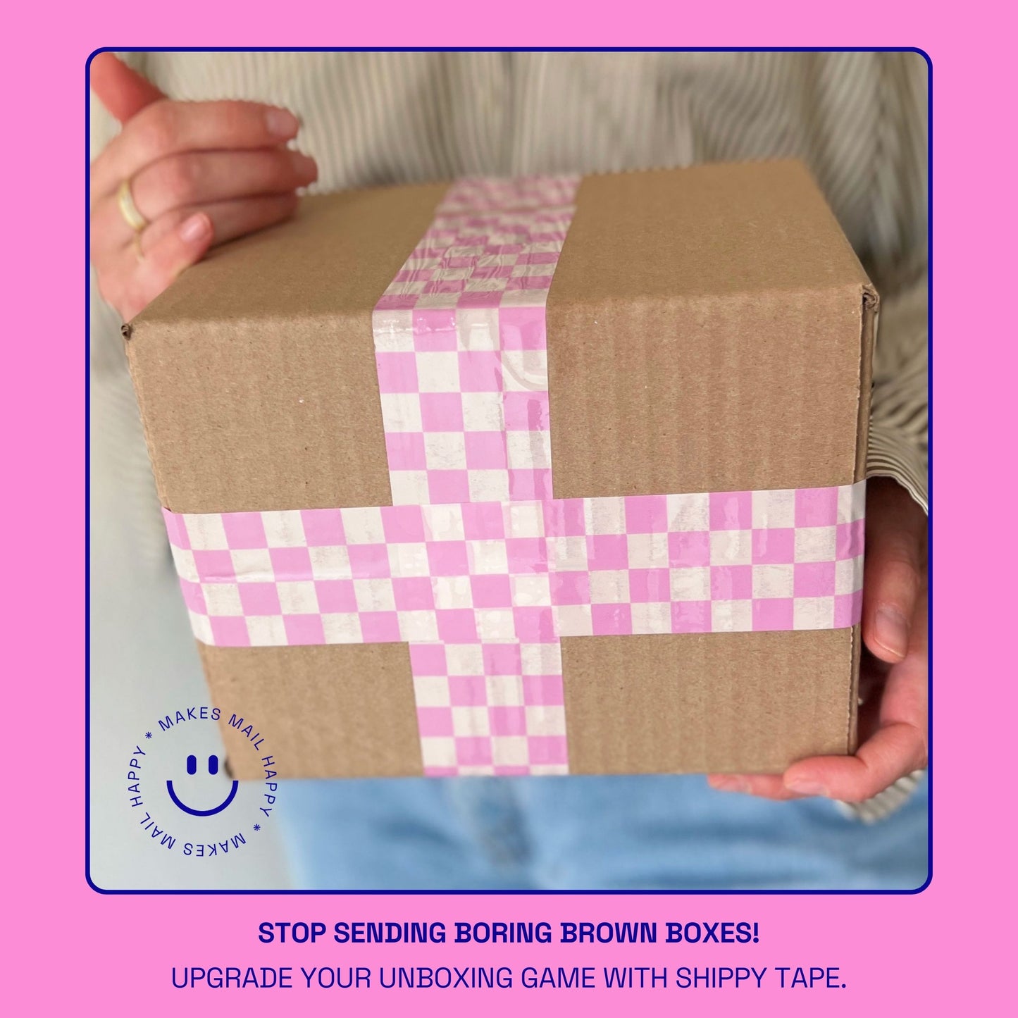 Checkered Pattern Shipping Tape - Pink