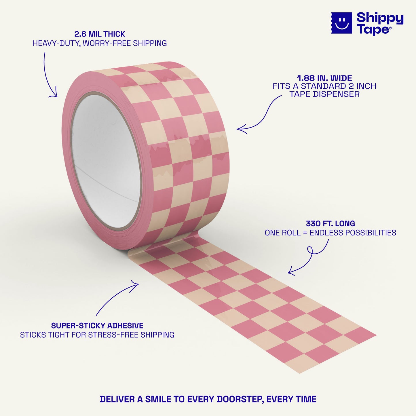 Checkered Pattern Shipping Tape - Pink