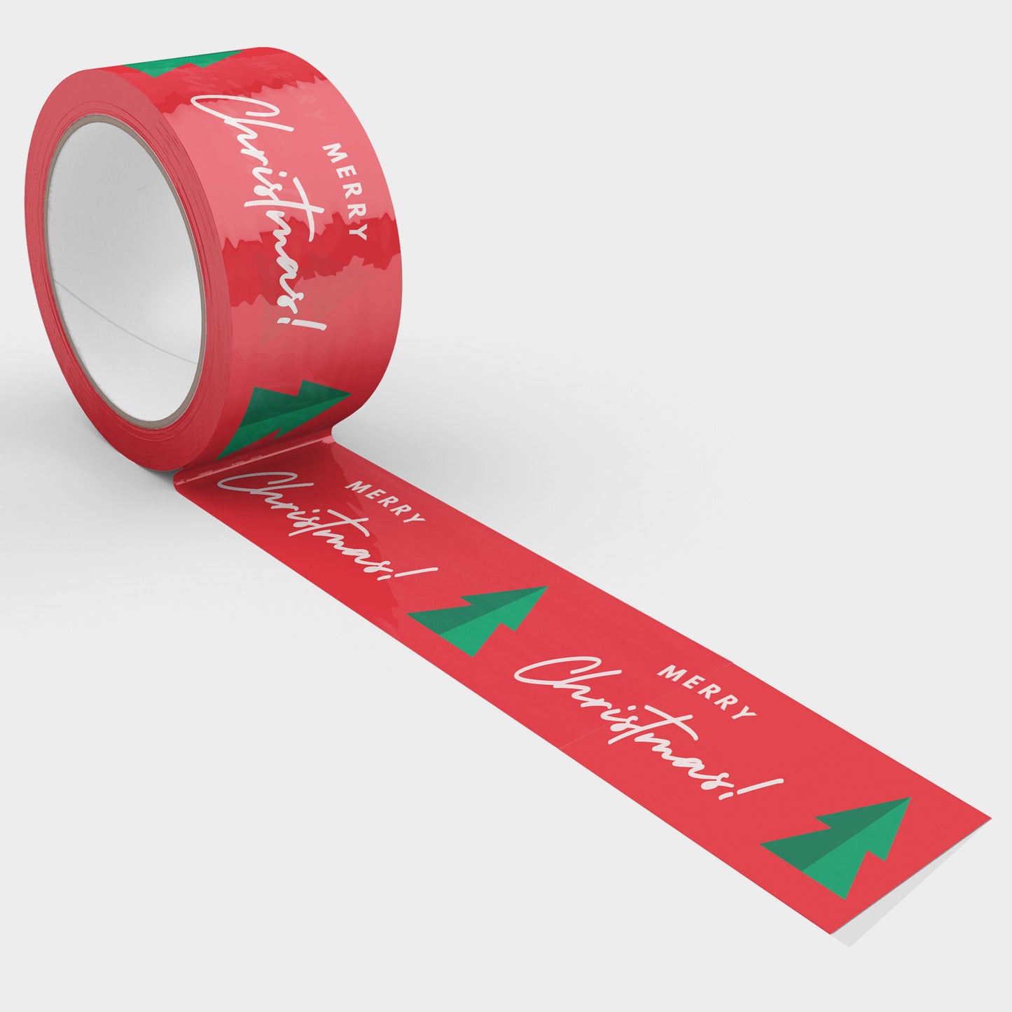 Merry Christmas Tree Shipping Tape - Red/Green