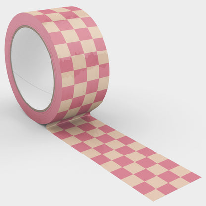 Checkered Pattern Shipping Tape - Pink