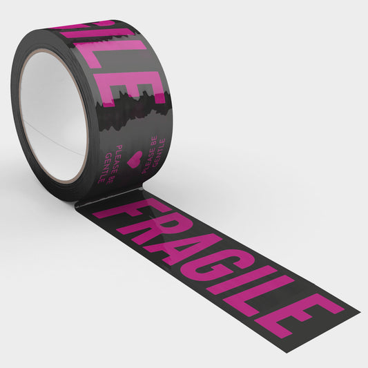 Fragile, Please Be Gentle Shipping Tape - Hot Pink/Black