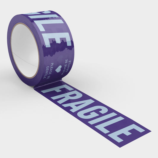 Fragile, Please Be Gentle Shipping Tape - Purple/Blue