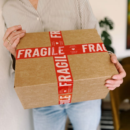 Fragile, Please Be Gentle Shipping Tape - Red/Pink