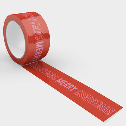 Merry Christmas Shipping Tape - Red/Pink