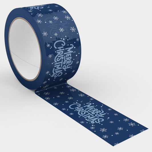 Merry Christmas Shipping Tape - Navy Snow