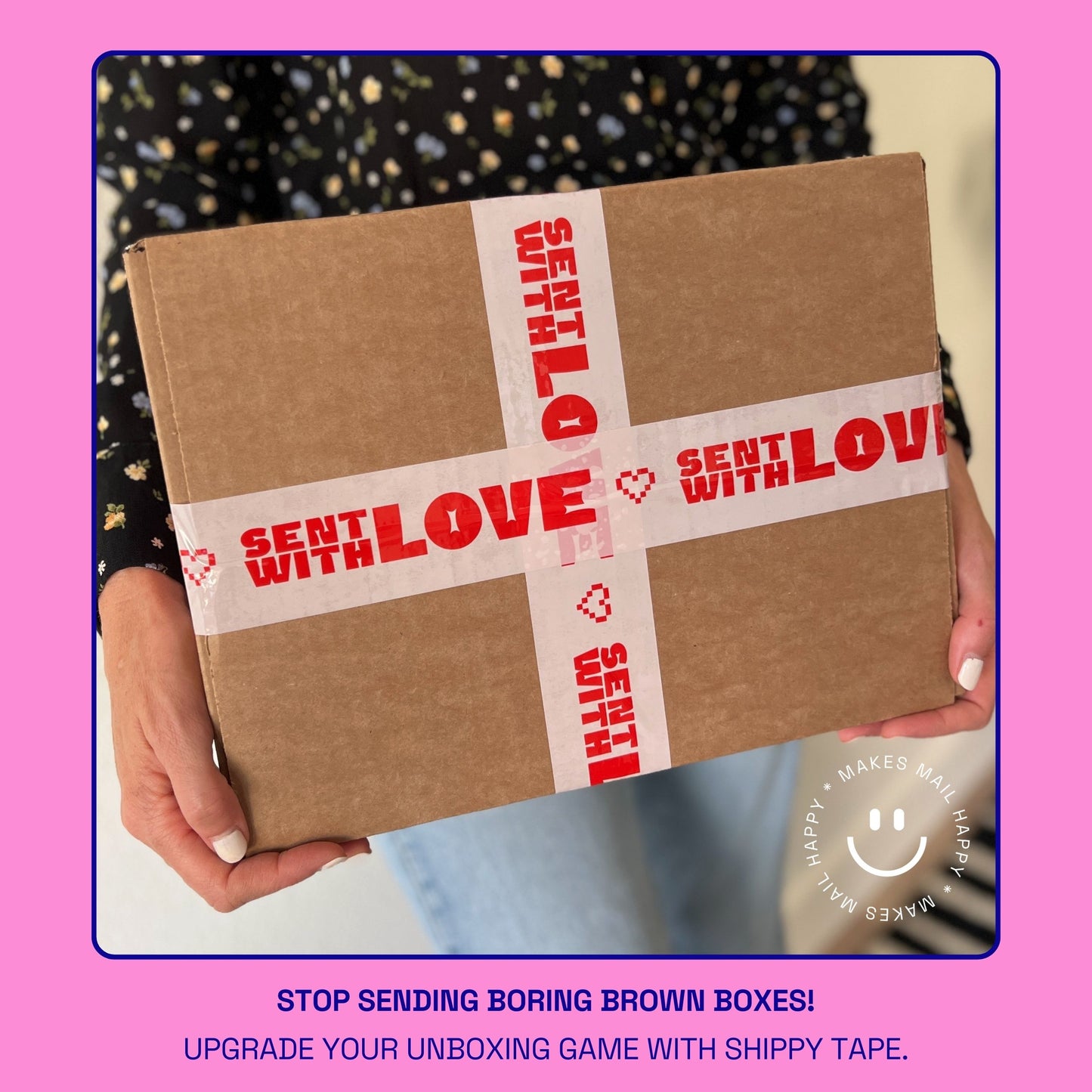 "Sent With Love" Shipping Tape - Pink/Red