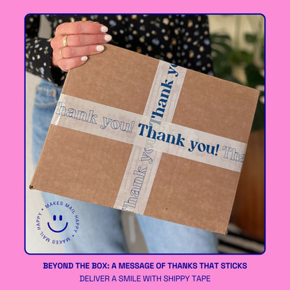 Thank You! Packing and Shipping Tape - Cream/Blue