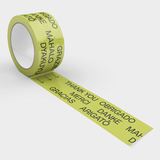 Thank You - Multi-Language Shipping Tape - Lime Green/Black