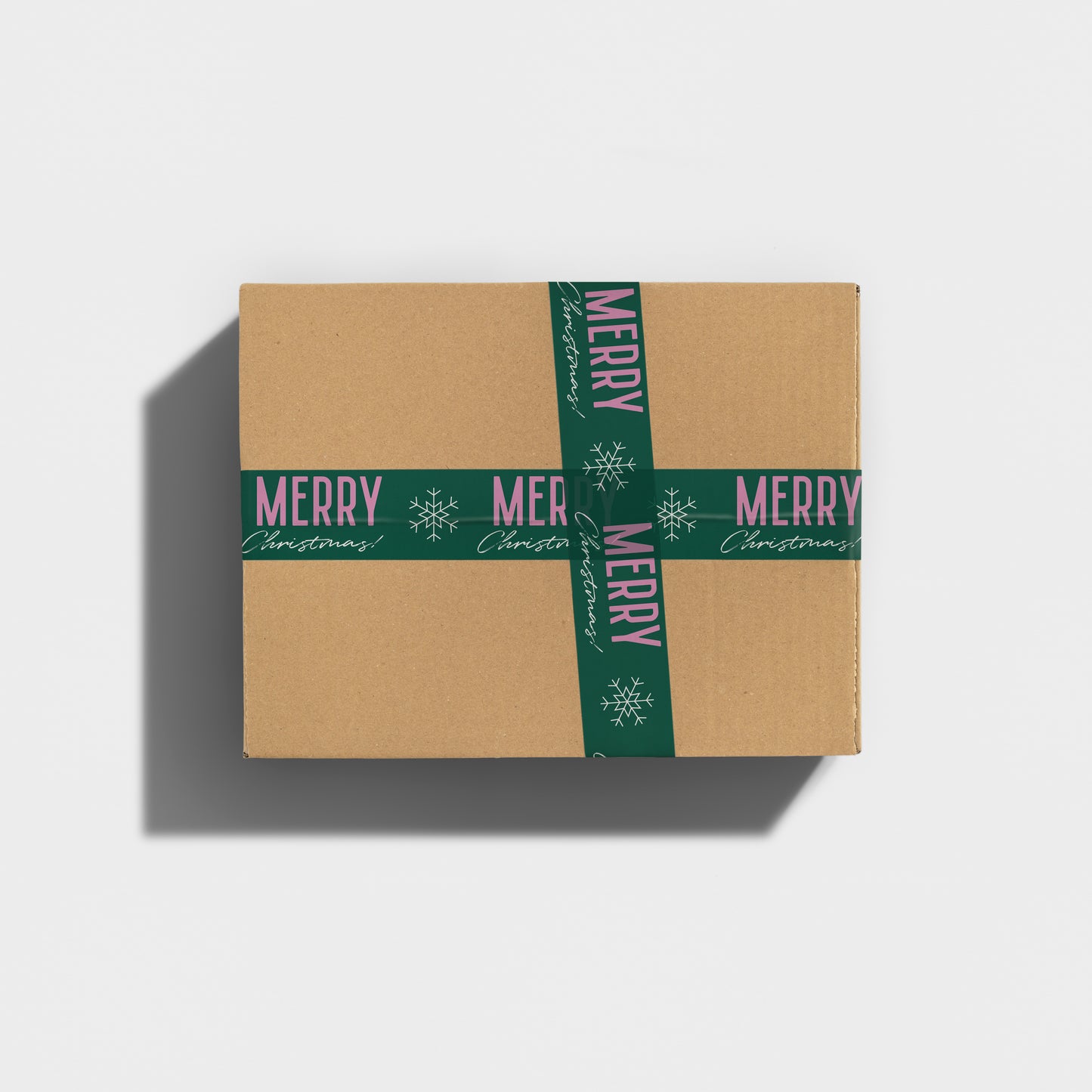 pink green Merry Christmas shipping tape