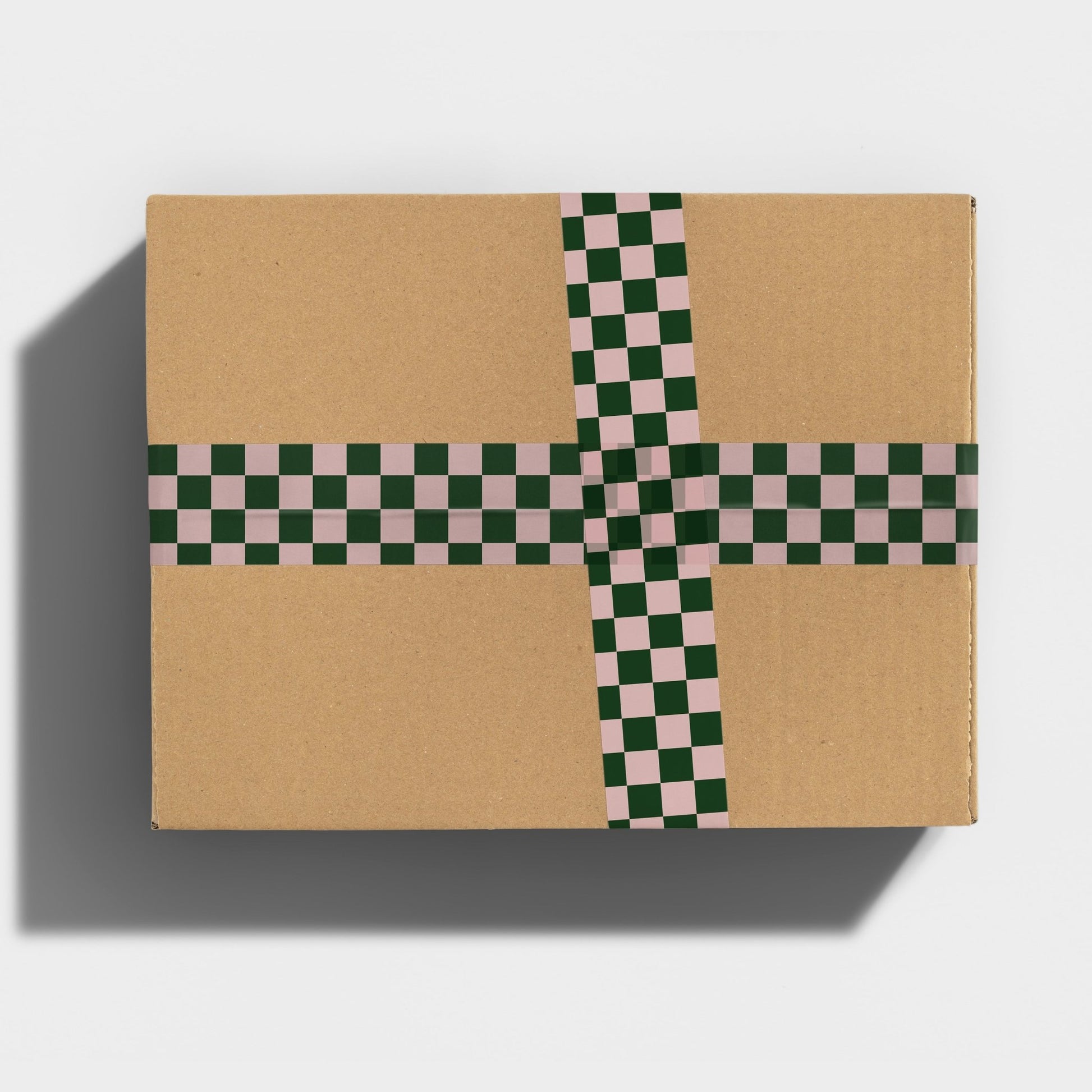 Checkerboard Pattern Shipping Tape - Dark Green/Pink - shippytape