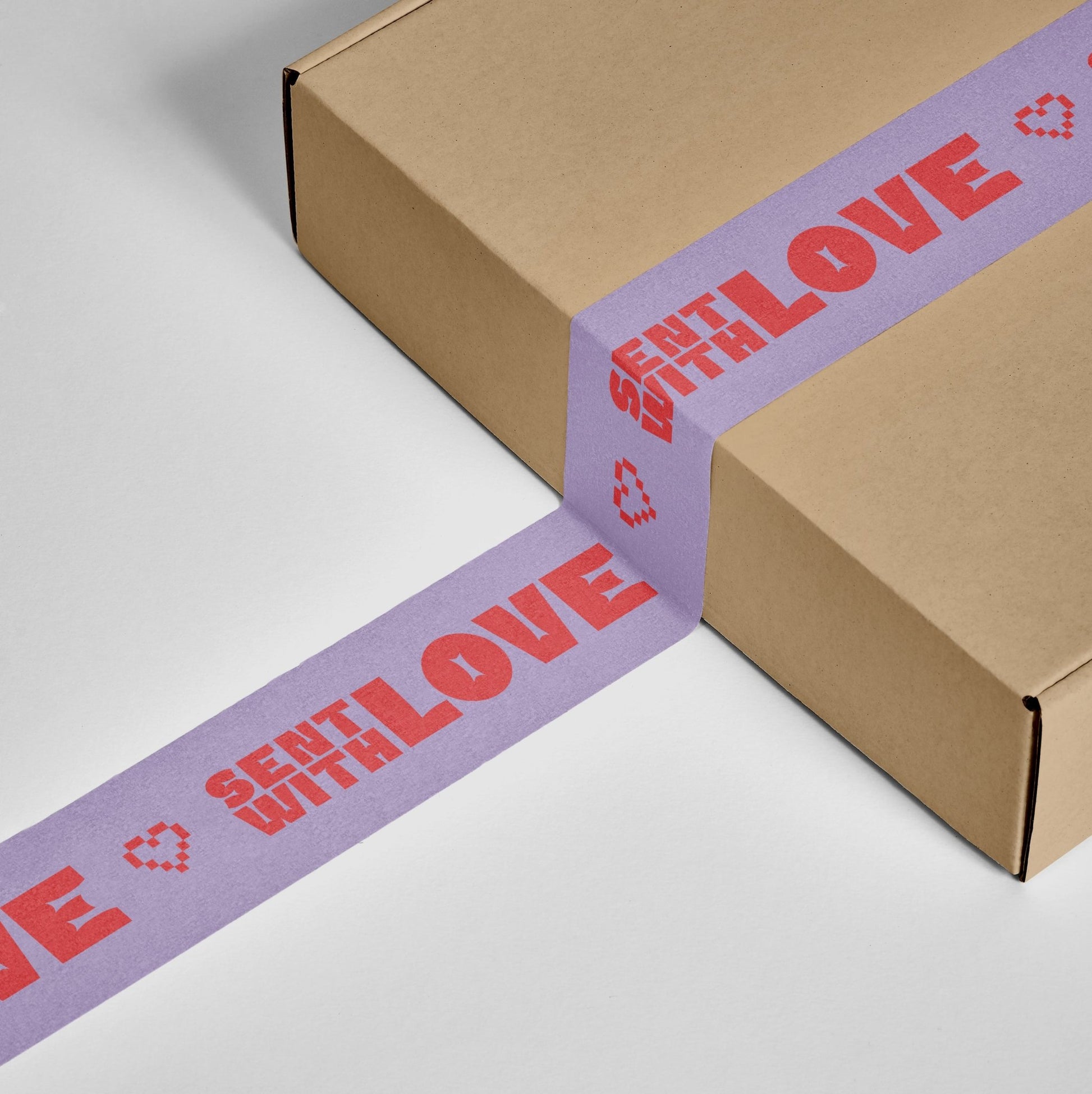 "Sent With Love" Shipping Tape - Purple/Red - shippytape